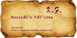 Koczián Füzike névjegykártya